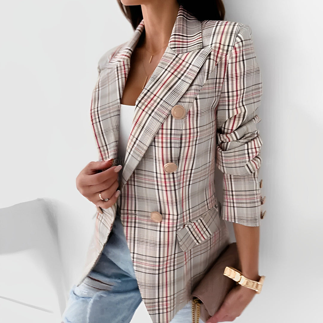 Celina Dames Blazer | Geruite Blazer met Knopen