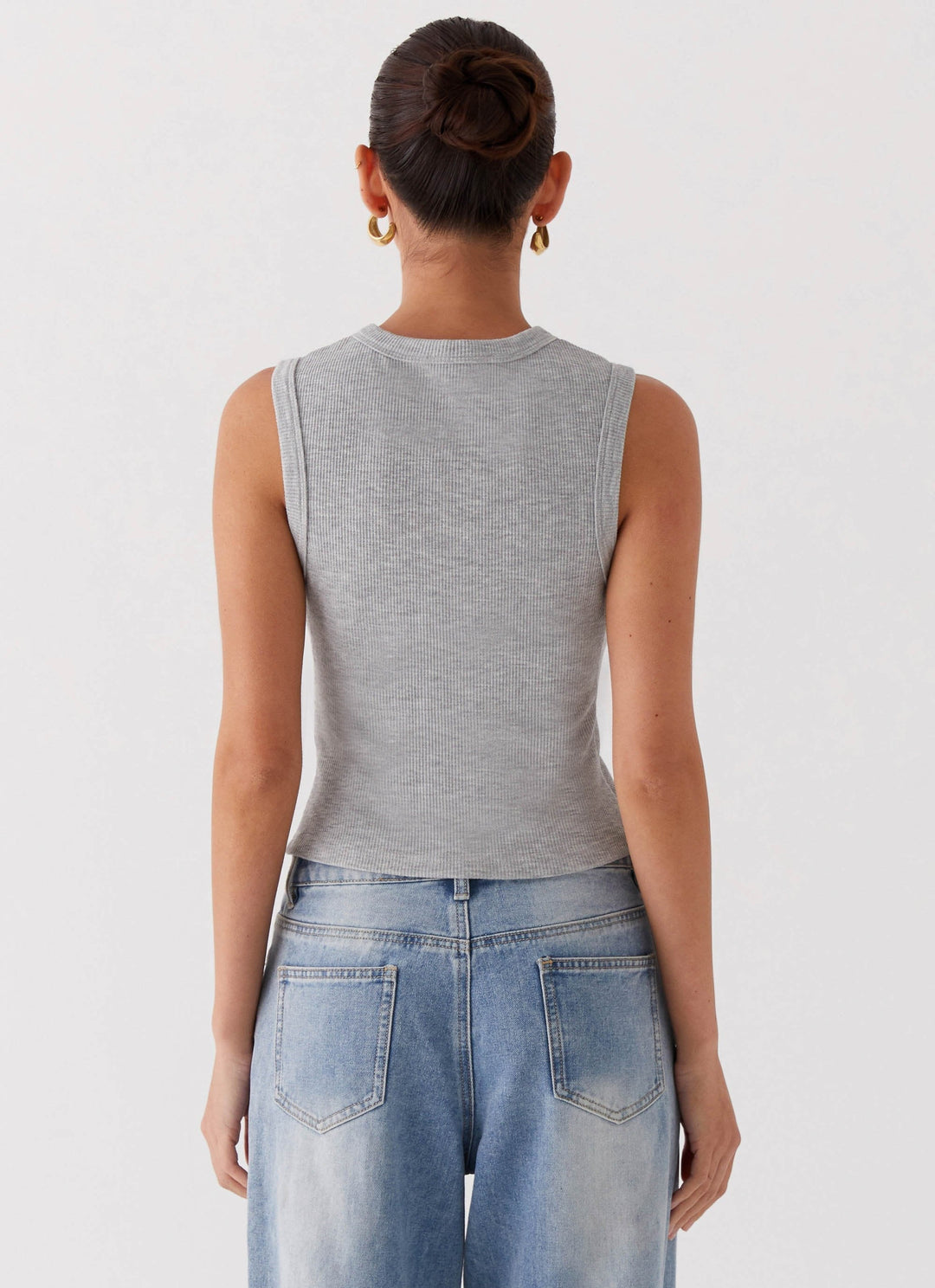 Lotte - Buttoned Tank Top in Grijs Marle