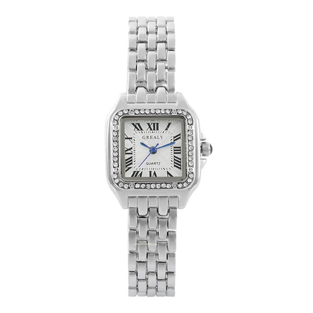 Luxe Merk Horloges Mode Romeinse Diamond-Set Waterdichte Vrouwen Horloge Business Rvs Geen Verkleuring Goud Band Gift Klok