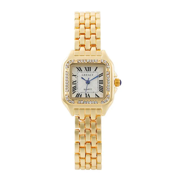 Luxe Merk Horloges Mode Romeinse Diamond-Set Waterdichte Vrouwen Horloge Business Rvs Geen Verkleuring Goud Band Gift Klok