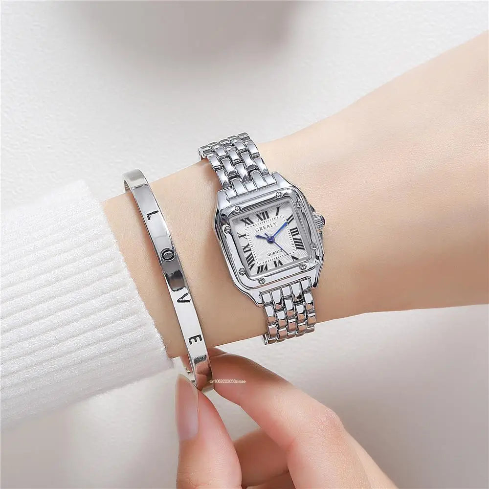 Luxe Merk Horloges Mode Romeinse Diamond-Set Waterdichte Vrouwen Horloge Business Rvs Geen Verkleuring Goud Band Gift Klok